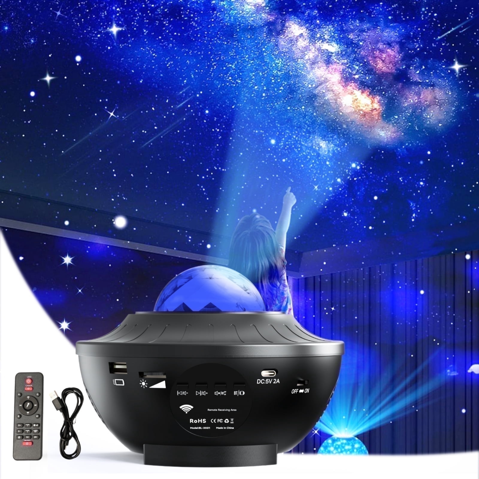 Projetor de Galáxia com Luz Noturna e Bluetooth